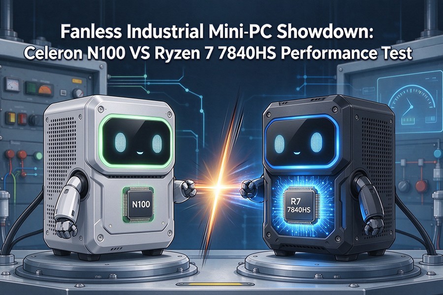 Laatste bedrijfsblogs Fanless Industrial Mini PC Showdown: Celeron N100 VS Ryzen 7 7840HS Performance Test