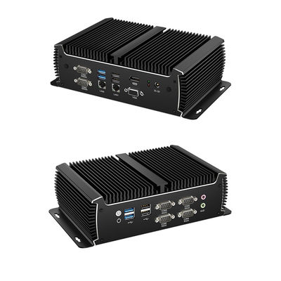 Zwarte ventilatorloze industriële pc Mini Computer Intel Core Dual LAN Dual Display Asynchrone uitgang 1135G7U