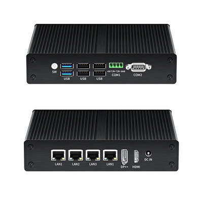 Kopen Industrial Fanless Mini Computer Linux Intel N100 DDR4 16G RAM 4LAN Dual COM online vervaardiging