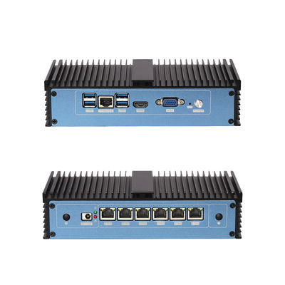 Intel Pentium 4415U Processor Firewall Mini PC met ventilatorloos koelsysteem 6 Ethernet